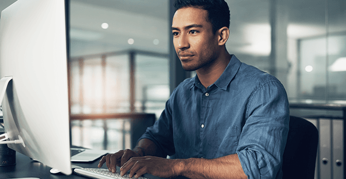 Man working at a laptop