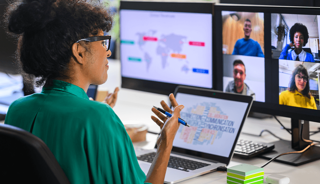 Woman Talking on a Webcast
