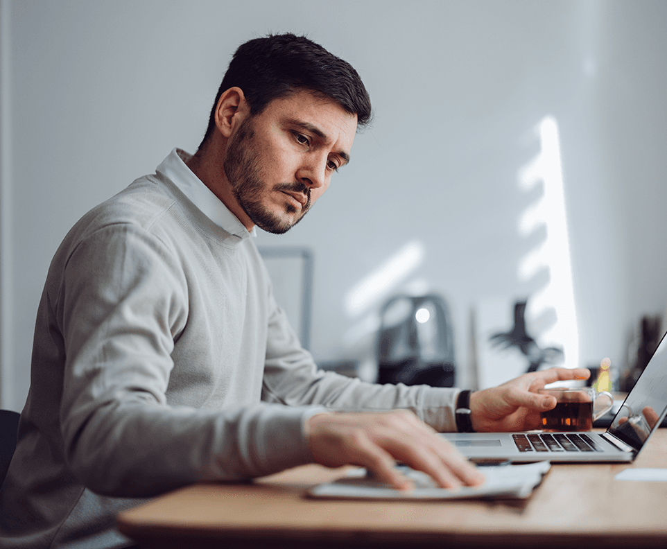 Man working on a laptop