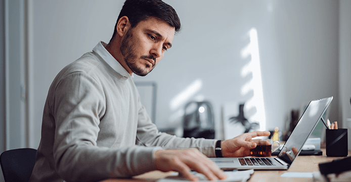 Man working at a laptop