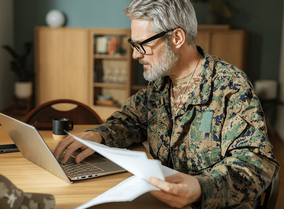 Army Veteran Studying at Home