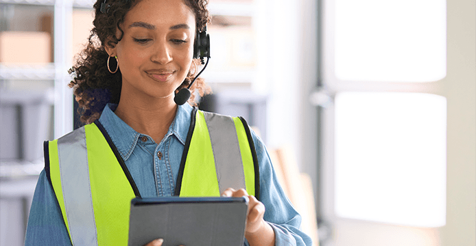 Woman working on a tablet