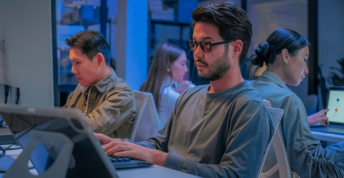Man working at a laptop